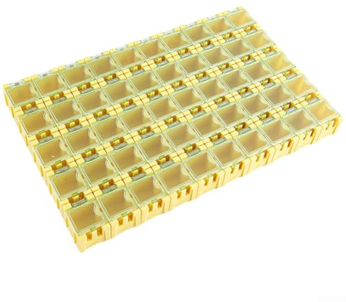 50 Stück Elektronische Komponenten Aufbewahrungsbox für SMD-Geräte mit elastischer Randdichtung und klarer Sichtbarkeit (gelb)