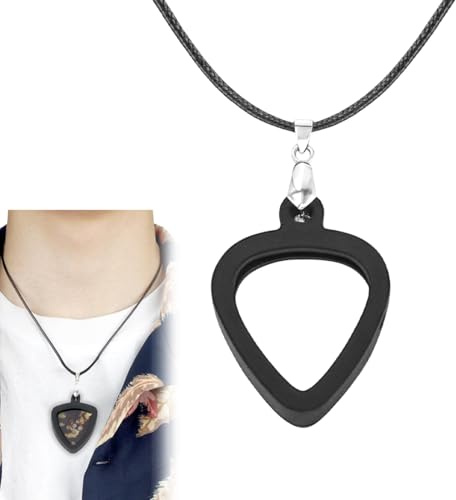 Quesuc 1 Stück Plektrum Halter Gitarrenpick Halskette Pick Holder Pick Pendant Für Akustikgitarre E-Gitarre Silikon Schwarz