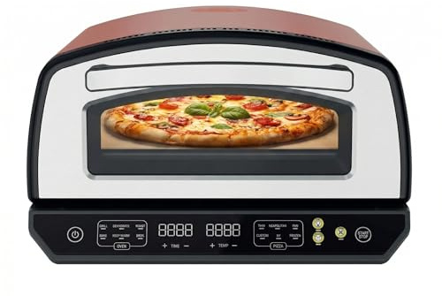 GrecoShop Forno - Fornetto Elettrico Pizza 33x33 cm con Display Esterno, Riscaldamento Rapido, Controllo Temperatura Preciso, Compatto, per Pizza Croccante, Facile da Usare, 3 Accessori Inclusi