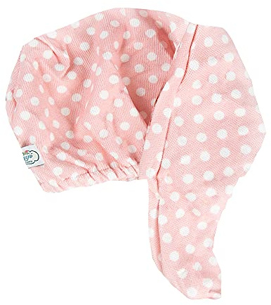 The Vintage Cosmetic Company Turban à Cheveux Rose à Pois, Serviette en Microfibre légère et absorbante, Turban pour Cheveux mouillés, séchage Rapide, sans frisottis, Motif à Pois Roses