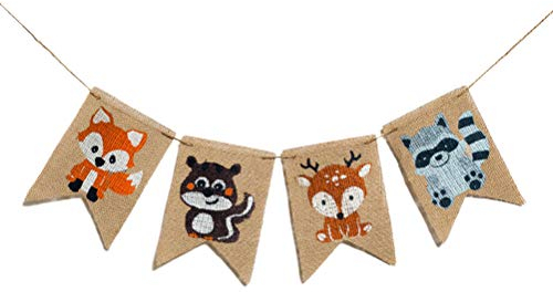 Wimpelkette, ca. 2 m, aus Jute, Waldtiere, zum Ziehen von Wimpelkette, Geburtstagsparty-Dekoration, Zubehör