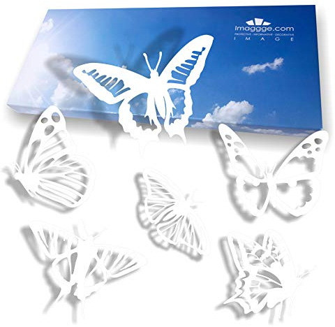 Antikollisionsaufkleber für Glastüren (18 detaillierte Schmetterlinge) - verhindert Vogelschocks oder Menschen auf Fensterscheiben - Farbe weiß