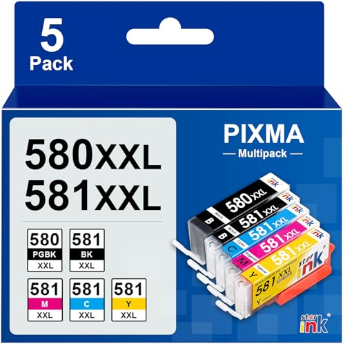 Starink CLI-581 PGI-580 XXL Patronen für Canon 581 XXL für Canon TR8550 Druckerpatronen für Canon Pixma TR 8550 TS705 TS6350 TS8350 TS8250 TS6150 TR7550 TS9550 TS6151 TR8500 (5er-Pack)