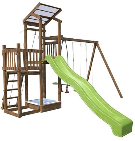 Aire de Jeux pour Enfant 2 Tours avec portique et bac à Sable - Funny Swing 150