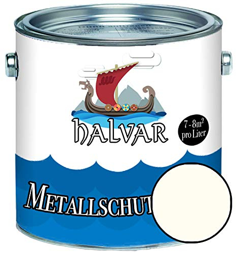 Halvar Metallschutzlack MATT Weiß/Grau/Schwarz RAL 9001-9018 Metallfarbe besonders robuster Kunstharzlack Wetterbeständig & perfekter Langzeitschutz Metall (5 L, RAL 9001 Cremeweiß)