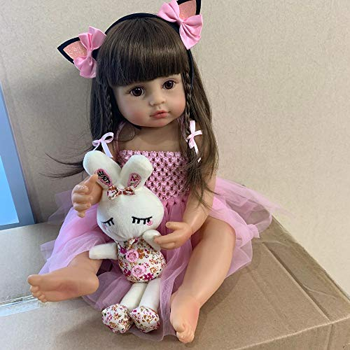 Zero Pam Reborn Silikonpuppen für den gesamten Körper, 55 cm, anatomisch korrektes Spielzeug für Neugeborene mit Häschen