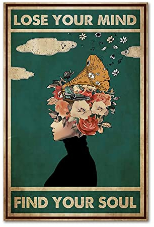 Poster Lose Your Mind Find Seel auf Leinwand, Mental Health Music Wall Art Awareness Minimalistische Kunstwerke für Home Office Decor ungerahmt (40,6 x 61 cm,