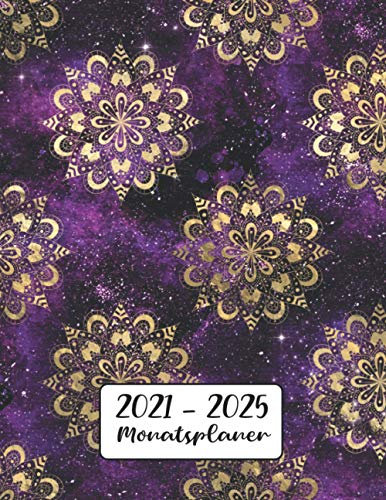 Monatsplaner 2021-2025: Violett Mandala | 5 Jahre Kalender, Buchkalender | Terminplaner von Januar 2021 bis Dezember 2025
