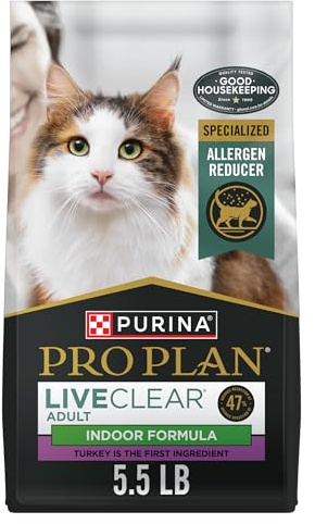 Purina Pro Plan Indoor Cat Food LiveClear Cat Allergen Reducing Turkey and Rice Formula - 5.5 lb. Bag