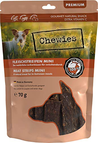 Fleischstreifen MINI Hundeleckerli aus 100 % Wildfleisch - 70 g - Snack für kleine Hunde - getrocknete Wild Kaustreifen - hypoallergen & getreidefrei - Dörrfleisch von Wildtieren