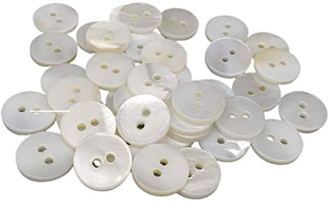 BOTIBOTON - 50 Nacar Naturmuschelknöpfe (Fluss) - Nähzubehör - Made in and Sent from SPAIN - Made in SPAIN - 15 mm