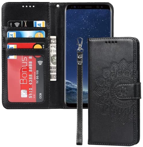 ELTEKER Handyhülle für Samsung Galaxy S8 Hülle Klapphülle mit Kartenfach Schutzhülle Flip Case - Schwarz