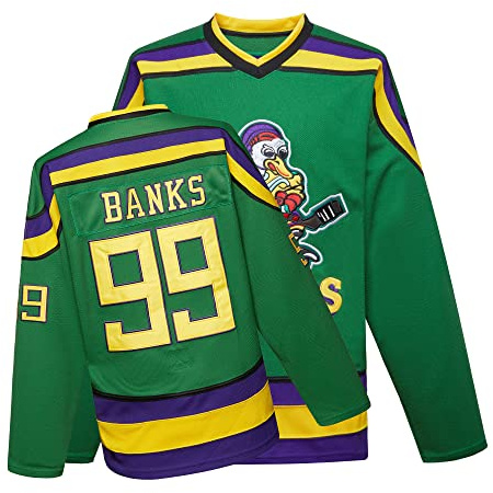 Mighty Ducks - Camiseta de hockey sobre hielo con la película Charlie Conway #96 Adam Banks #99, ropa de hip hop de los años 90 para fiestas con niños y adultos, #99 Verde, S