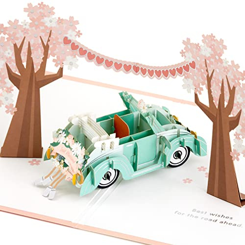 Hallmark Signature Paper Wonder Pop Up bröllopskort (klassisk bil, nygift)