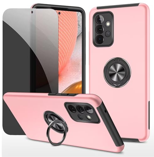 Dechyi Sichtschutz hülle für Samsung A72 5G / A72 4G rosa Handyhülle mit Anti-Spähen aus gehärtetem Glas Displayschutzfolie mit Ringhalterung stoßfest, Kratzfest strapazierfähig Schutzhülle