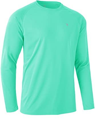 Rdruko Long Sleeve Hiking Shirt Breathable Running Sport Gym Tops Quick Dry UV Sun Protection Fishing T Shirts Mint Green XXL