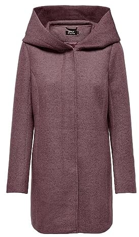 ONLY Damen Mantel Sedona Jacke mit großer Kapuze 15142911 Rose Brown Black/Rose Smoke, Größe S