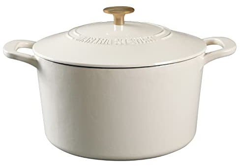 Martha Stewart Gatwick ECI Dutch Oven 7 Qt Leinen mit goldfarbenem Knauf