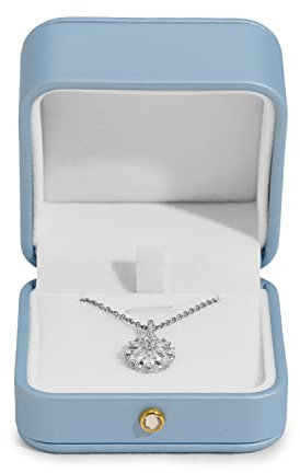 Oirlv Modern Blue Necklace Box with Soft Microfiber Lining Luxury Pendant Storage Case for Gifts Weddings & Daily Use Compact 7x7x4.5cm Necklace Gift Box