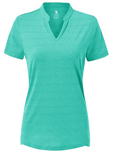 donhobo Women's Summer V Neck T Shirts Tops,Sun Protection Short Sleeve Tops Quick Dry Lightweight Sports Shirts Light Green M