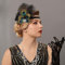 Fashband 1920er Jahre Stirnbänder Strass Vintage Pfau Stirnband Feder Kopfschmuck Great Gatsby Kostüm Zubehör für Frauen und Mädchen (silberfarben)