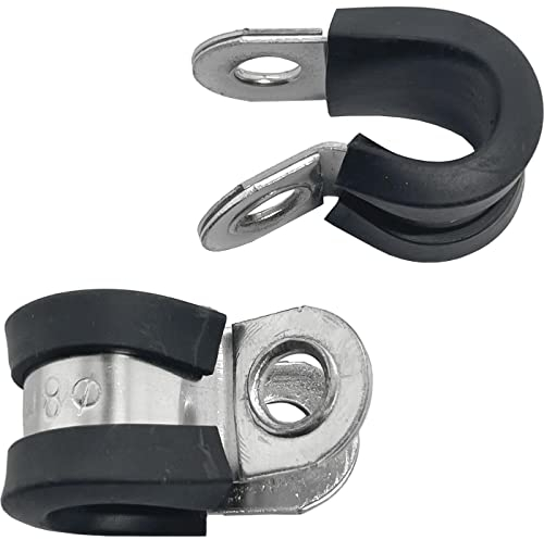 Lumonic Collier de serrage 5x 8mm avec garniture en caoutchouc, acier inoxydable V2A, Collier de serrage à visser