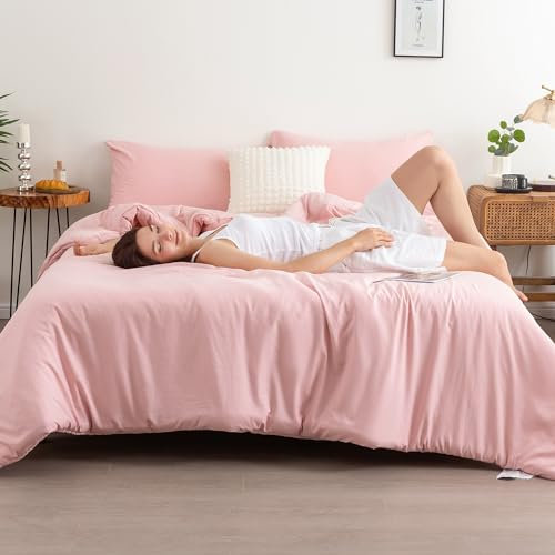 COTTEBED Superweiches Bettwäsche-Set für King-Size-Betten, leicht, gemütlich, flauschig, Daunendecke und Kissenbezug für Damen, ganzjährig, Blush Pink, King/California King Size