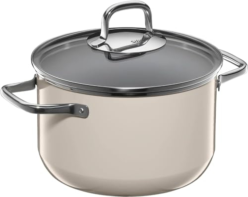 Silit Elegance Line Kochtopf groß, 20 cm, Glasdeckel, Fleischtopf Induktion 3,7l, Silargan Funktionskeramik, Macadamia