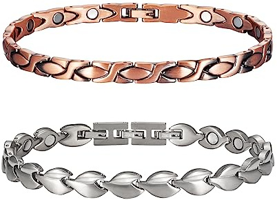 3500 Gauss Arthritis-Magnettherapie-Schmuckset für Frauen, lindert effektiv Arthritis und Fersenschmerzen, hat eine leichte Wirkung auf das Abnehmen und die Lymphdrainage (Titan + Kupfer) (B)