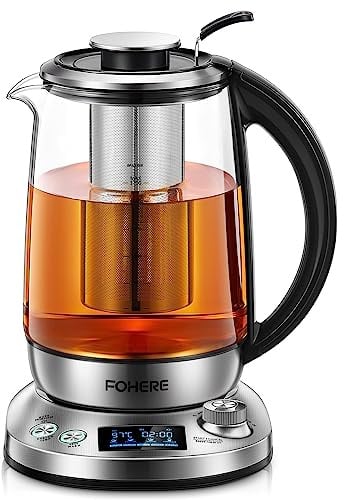 Electric Kettles, FOHERE Kettles Electric Fast Boil Quiet, Variable Temperature Kettle - 40℃~100℃, Keep Warm 2Hr, Detachable Filter Kettle, Auto Shut-Off & Boil-Dry Protection, 2200W, 1.7L, BPA-Free