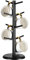 Lorbro Coffee Mug Tree with 8 Hooks, Mug Tree Stand, Wooden Coffee Cup Holder, Countertop Mug Tree, Mug Stand Kitchen Organizer, Cafe Accessories Decor & Kitchen Organizer Storage Stand (Black)
