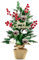 Kleemeiero Mini Weihnachtsbaum 55cm Tannenbaum Künstlich Kleiner Weihnachtsbaum Dekoriert Christbaum klein künstlich geschmückt mit Kiefernzapfen Rote Beeren Baumwollblüten für Weihnachten Deko