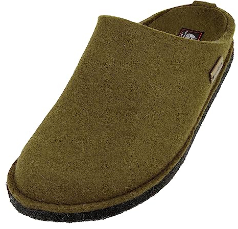 HAFLINGER Flair Soft Filzpantoffeln aus Wollfilz Hausschuh Olivgrün (116) Gr. 38