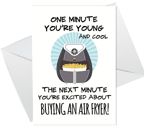 RED OCEAN Funny Air Fryer Birthday Card For Mum Dad Friend Sister Daughter Son Boyfriend Girlfriend A6 Greetings Card