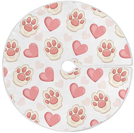 91cm/36Inch Weihnachtsbaumdecke Tannenbaum Decke Baumdecke Weihnachten Für Heimdekorationen Ferienhaus Weihnachtsfeier Rosa Katzenpfotenherzen – Valentinsliebe