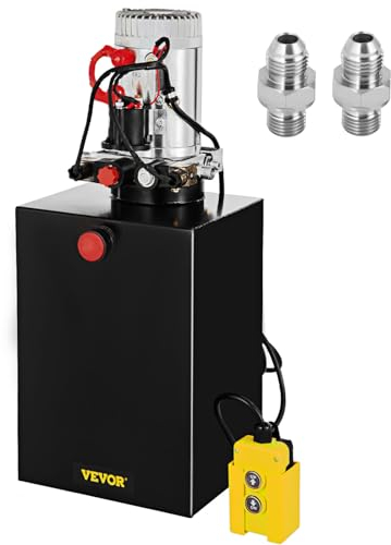 VEVOR Pompe Hydraulique DC 12 V, Groupe Hydraulique à Double Effet 18,9 L, avec Réservoir en Métal, Levage Bennage Rapide et Efficace pour Camion à Benne Basculante Nacelle Élévatrice Remorque