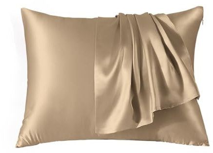 THXSILK Seidenkissenbezug 80x80 cm - 100% Maulbeerseide Kissenbezug - Hypoallergen mit Versteckter Reißverschluss - 22 Momme Doppelseitige Reine Seide 1 Stück Taupe