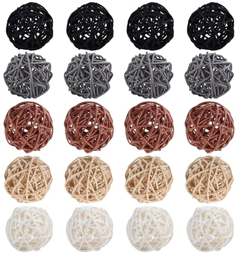 HAOBIN 20 StüCk Rattankugeln Natur Wicker Rattan Kugeln Rattan Kugeln Weidenkugeln Dekokugeln Rattan Wicker Rattan Ball Kugeln 3cm DIY Handwerk, Blumendekoration Wohnzimmer Hochzeit Party Dekoration