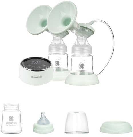 Kikkaboo Doppelmilchpumpe elektrisch Nessa 150 ml Flasche, Touchscreen Display grün