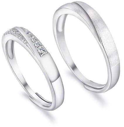 LEGENTLISUR Paar Ring,Verstellbarer Ring,Verlobungsring 925 Sterling Silber Love Companion Ring Ehering für Männer und Frauen Hochzeit,Valentinstagsgeschenk(Platin)