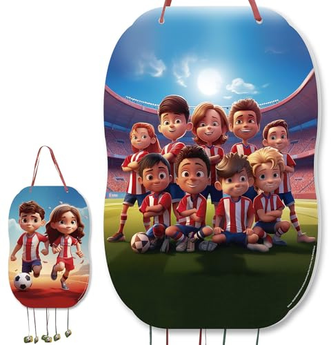 Piñata Kindergeburtstag Fußball Rot Weiß - Große Piñata Fußball zum Befüllen mit Süßigkeiten und Geschenken für Jungen und Mädchen - Athletisch, Sport, Athletik, Girona, Almeria, Lugo - Kommunion - 46