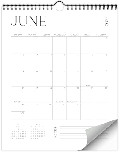 Minimalistischer Schwarz-Weiß-Wandkalender – läuft von Juni 2024 bis Dezember 2025 – 36,8 x 29,2 cm Büro-Wandkalender für einfache Organisation