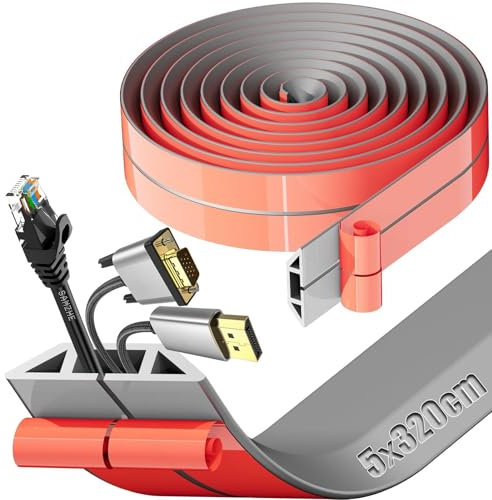 SWTYExt Cache Cable Sol 3,2mx5cm Passe Cable Sol Gris Petit Canal de Câble Flexible Goulotte Passe Cable Sol Silicone Goulotte Cache Cable Passage de Cable au Sol pour Maison Bureau