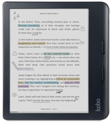 Kobo Libra Colour | eReader | Écran Couleur E Ink Kaleido™ 3 de 7 po sans reflet | Option Mode Sombre | Livres Audio | Étanche | Noir