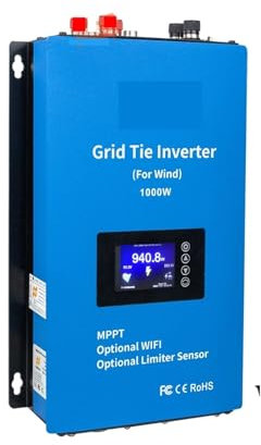 Inverter con Collegamento alla Rete, 1000 W, da DC22-90V a AC95-265V, con limitatore, turbina eolica, generatore, convertitore, Inverter MPPT Grid-On (Color : 1000W 48V, Size : AC 120V 230V)