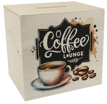 Coffee Lounge Spardose aus Holz Perfekte Spardose aus Holz für Kaffee-Liebhaber Ideal für Ihre heiße Tasse Getränk Entspannen in gemütlichem Raum