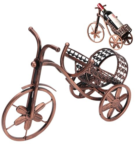 Weinregale, Kunst-Dreirad-förmige Weinregale, Metall-Dreirad-förmiger Weinflaschenhalter, Kunst-Fahrrad-Display-Rack, Schmiedeeiserner Weinhalter, Fahrradform, Dreirad, Kunst, Heimdekoration