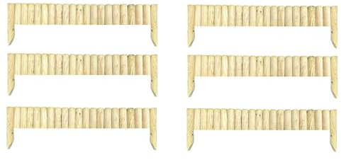Abaseen 6 x 1M Log Roll Border Wooden Fixed Picket Log Border Fence Edge Garden Outdoor Lawn Edging