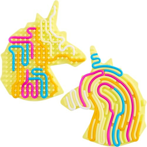 Einhorn Sensorik Activity Board, Unicorn Fidget Toy Sensory Play Tray Autismus Spielzeug, with Travel Bag & 12 Strings, Doppelseitiges Sensorisches Spielzeug Activity Board(Zufällige Farbe)