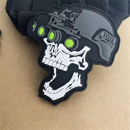PVC Klett Patches Nachtsicht Totenkopf-Helm Patch Tactical Military Bestickter Hook Patch Aufnäher Applikation Abzeichen Klettbänder